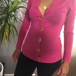 Hot pink Tory Burch cardigan